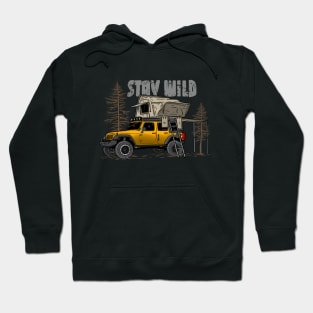 Stay Wild Jeep Camp - Adventure Yellow Jeep Camp Stay Wild for Outdoor Jeep enthusiasts Hoodie